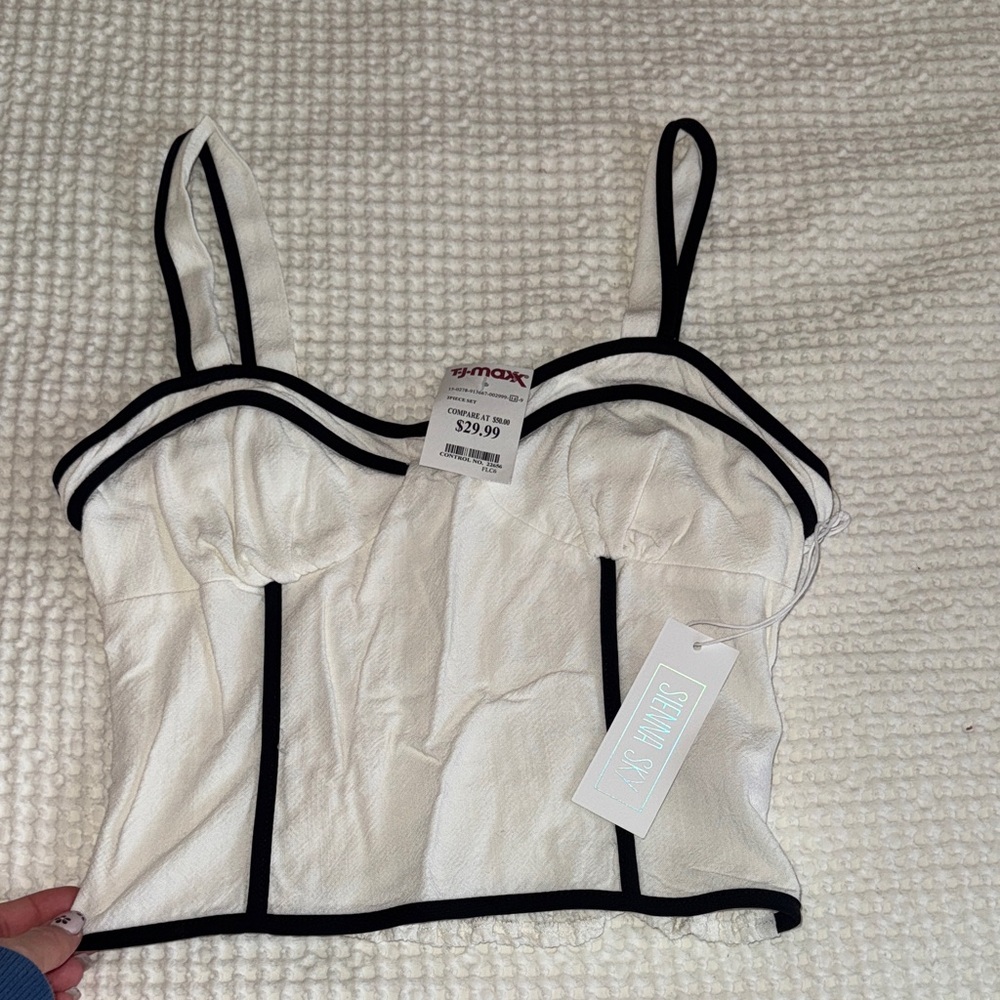 Sienna Sky White and Black Crop Top